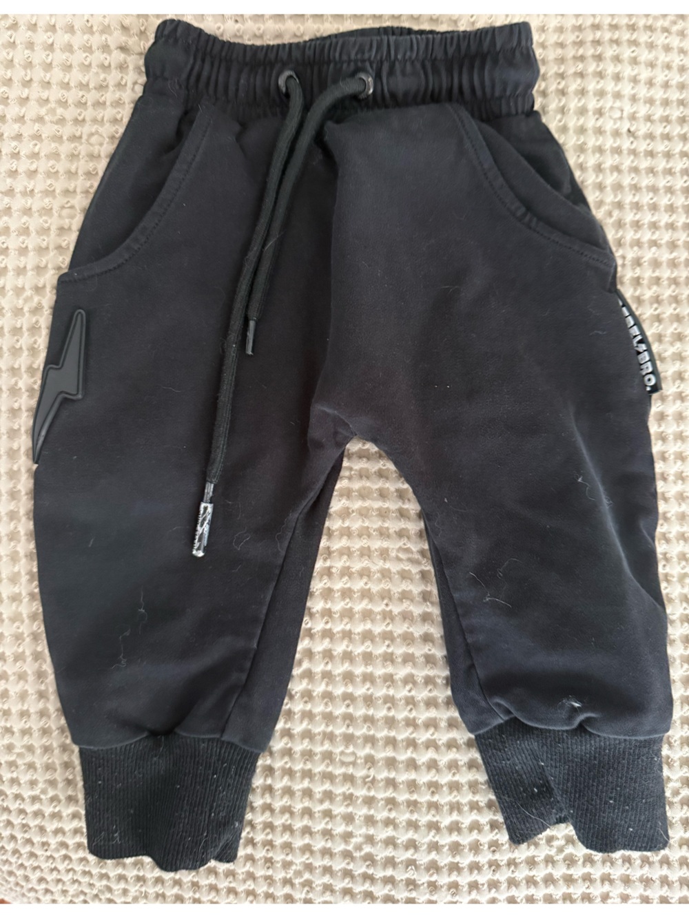 Kids Black Jogger Bottoms with Drawstring